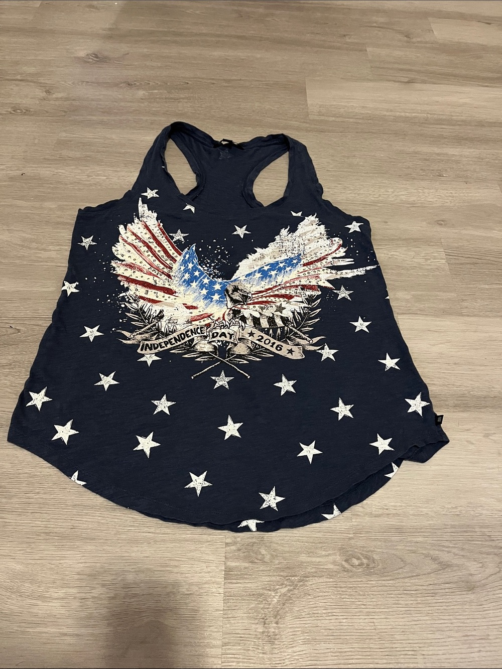 Women’s Navy Star & Eagle Racerback Tank Top - Patriotic Graphic